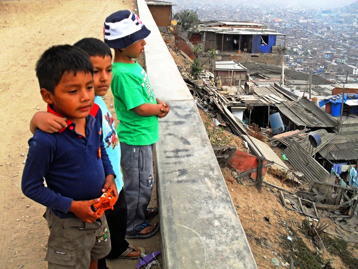 Children look over their city in Colombia.