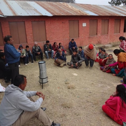 Farmers in Nepal’s Kavre District Nepal discuss use of hydromet information