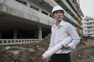 An engineer works on the site.