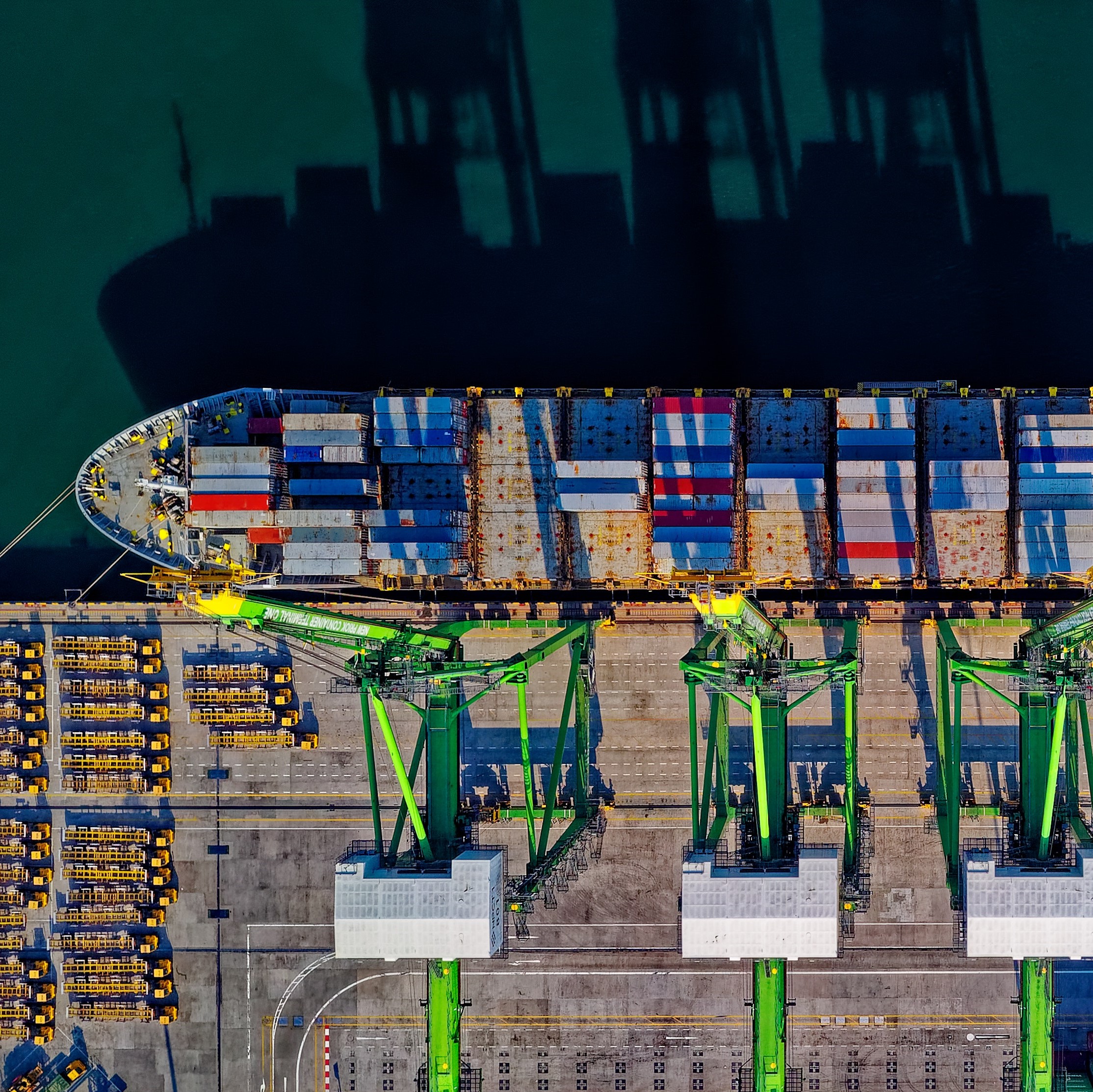 Aerial view of cargo ship (Photo by Tom Fisk from Pexels)
