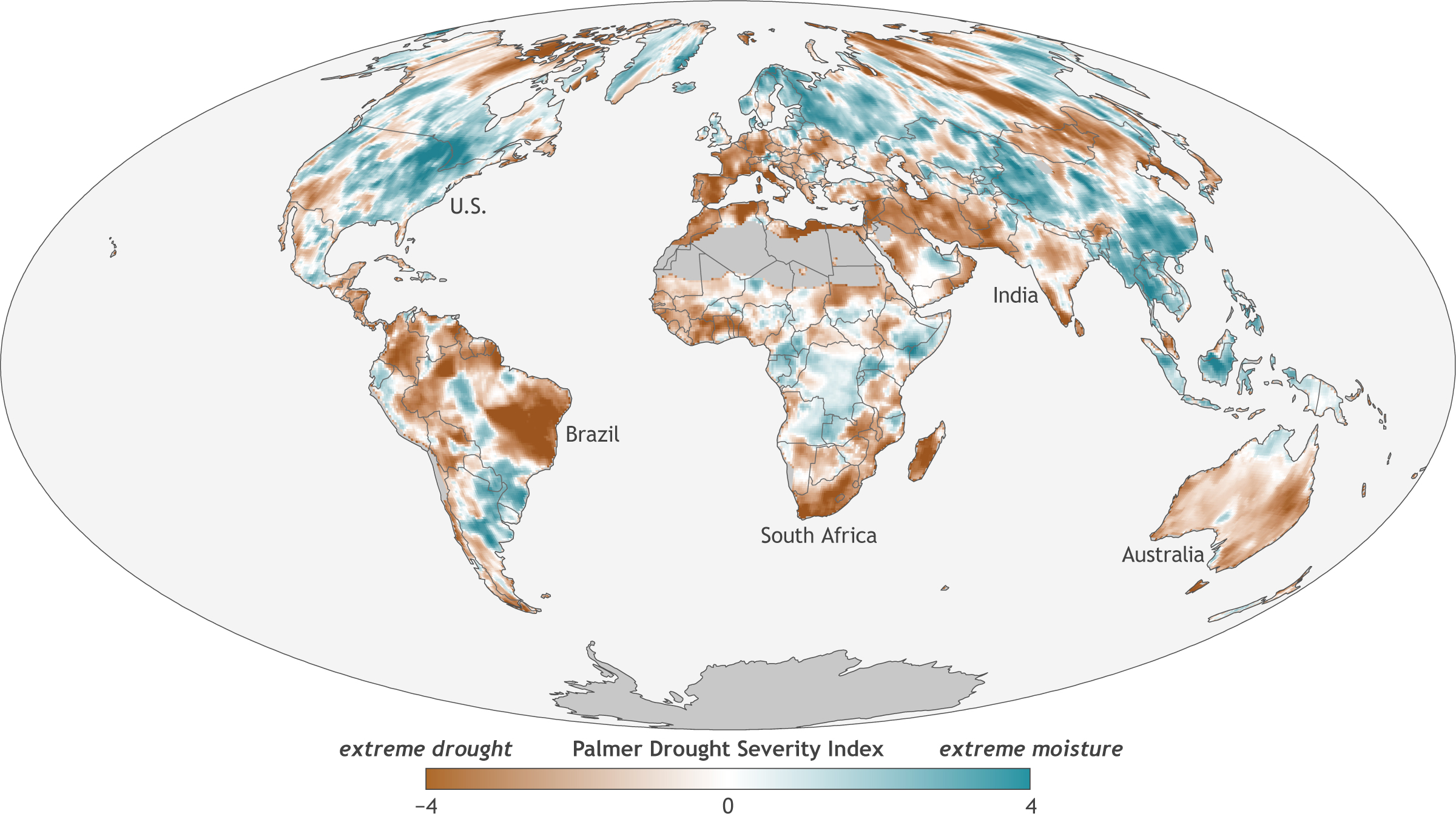 Global drought patterns in 2017