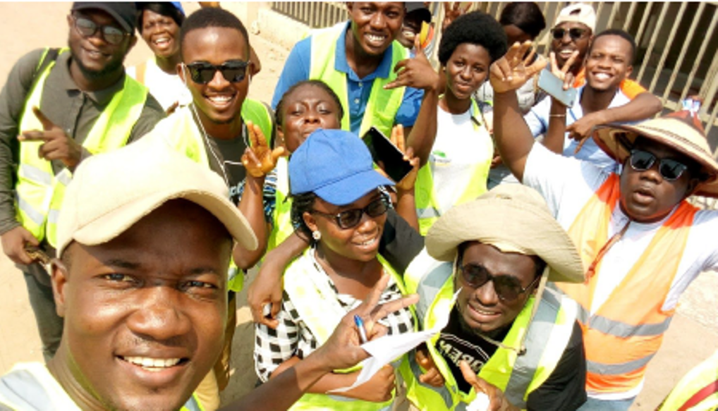 The Open Cities Accra mapping team begins their field data collection. Open Cities projects train residents, students and others how to identify vulnerable infrastructure with digital technologies, like drones and mobile phone applications.