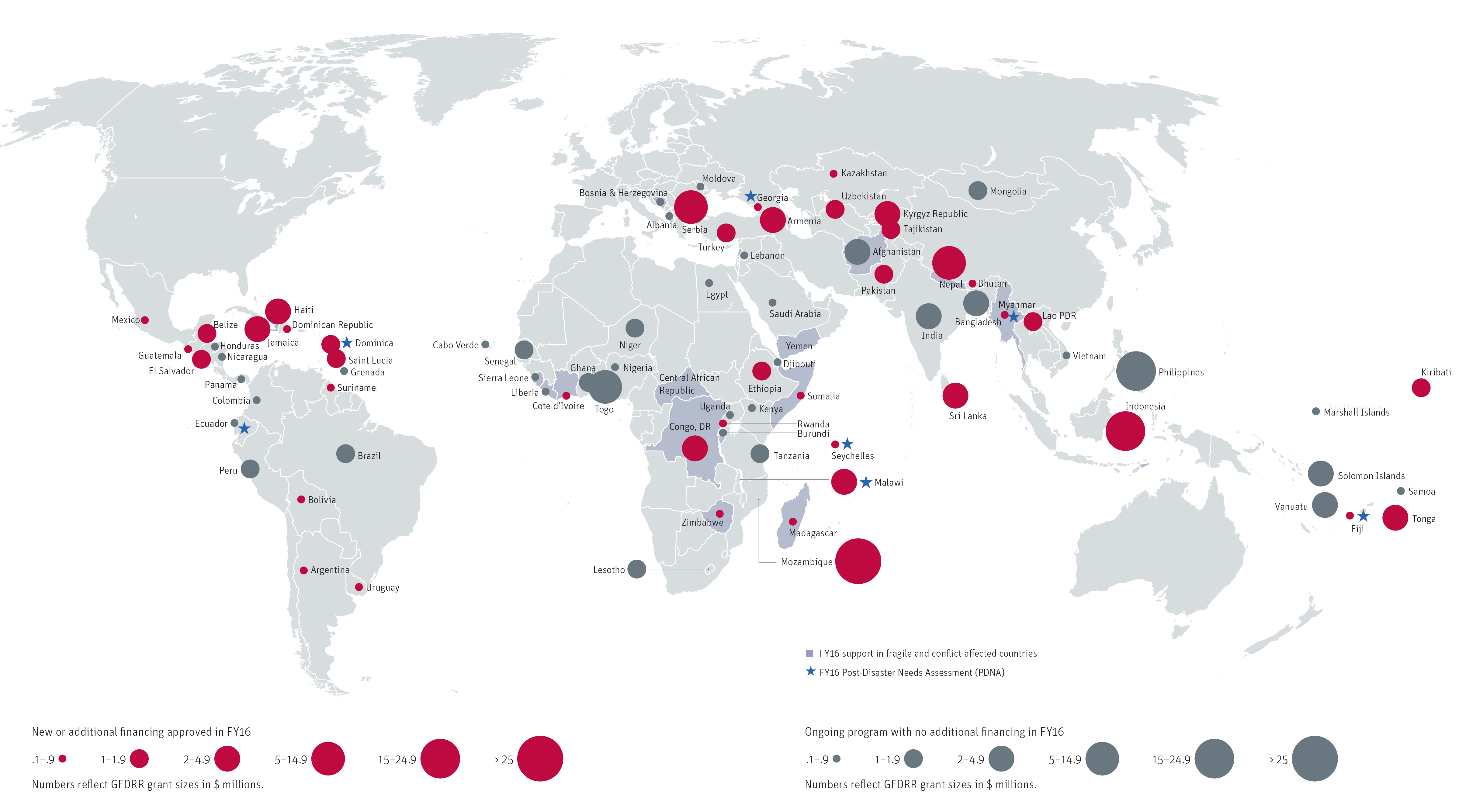 Map showing where GFDRR works