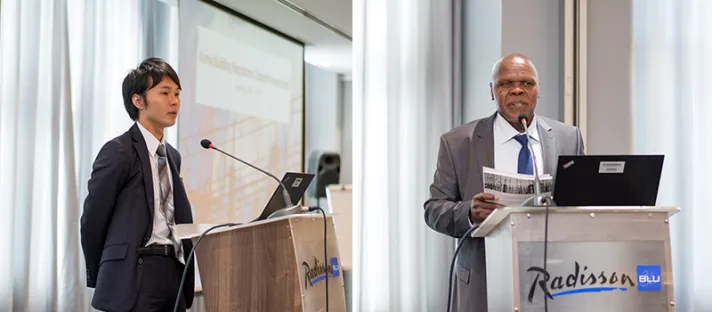 Hirotaka Ishikawa, First Secretary, Embassy of Japan in Kenya, and Moses Nyakiongora, Secretary of the National Building Inspectorate of Kenya.