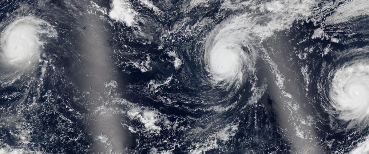 Satellite photo with cyclones