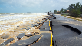Damaged road from flooding