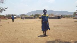 Nine year old Selina Josophati, a standard two learner at the Government Junior Primary School in Mchinji district of Malawi