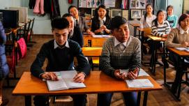 Schoolchildren in the Kyrgyz Republic