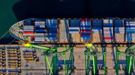 Aerial view of cargo ship (Photo by Tom Fisk from Pexels)