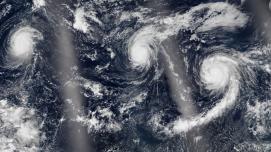 Three simultaneous Category 4 hurricanes in the Pacific in August 2015. (Photo credit: NASA)