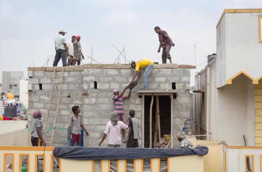 workers building a house