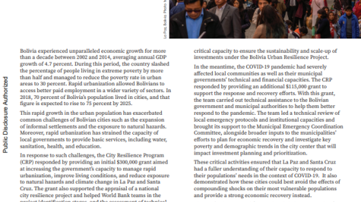 Managing Rapid Urbanization and Supporting COVID-19 Response in Bolivia