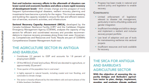 Sectoral Recovery Capacity Assessment for Antigua and Barbuda’s Agriculture Sector (English)