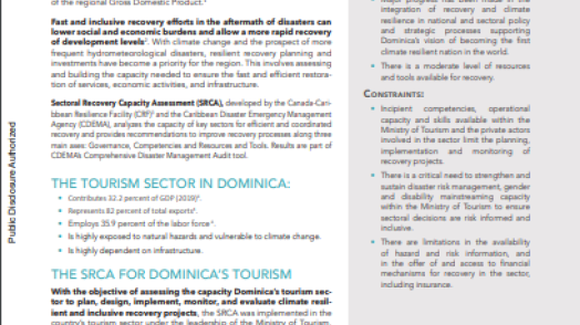 Sectoral Recovery Capacity Assessment for Dominica’s Tourism Sector (English)