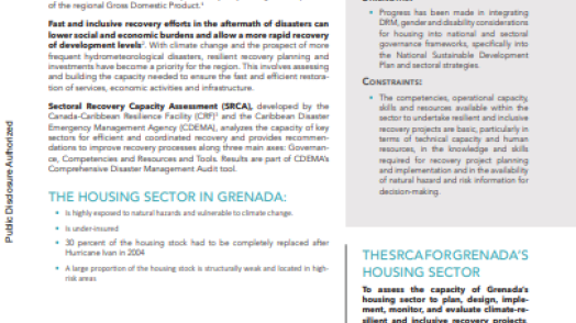 Sectoral Recovery Capacity Assessment for Grenada’s Housing Sector (English)