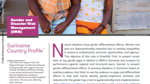 Suriname: Gender and Disaster Risk Management (DRM) (English)