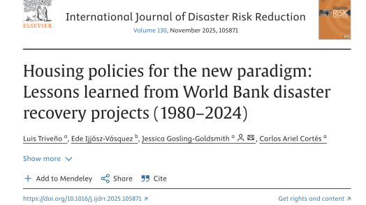 Housing policies for the new paradigm: Lessons learned from World Bank disaster recovery projects