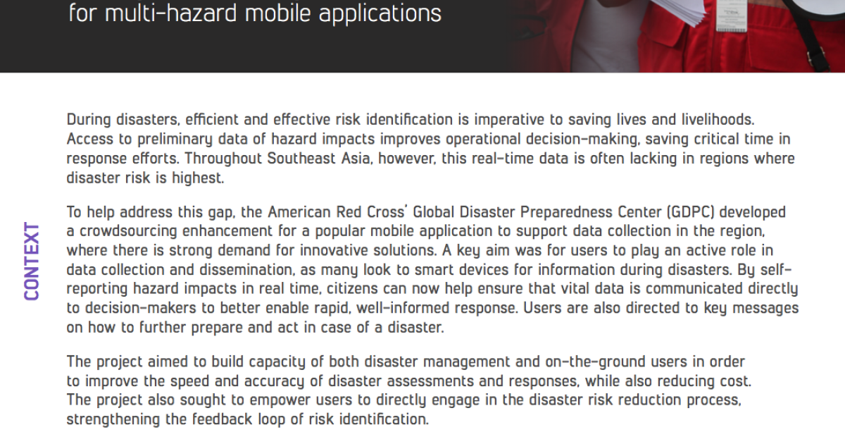 Challenge Fund Project Overview - American Red Cross | GFDRR | GFDRR
