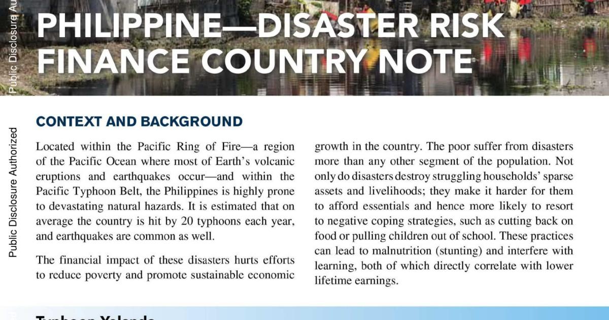 Philippine - Disaster Risk Finance Country Note | GFDRR | GFDRR