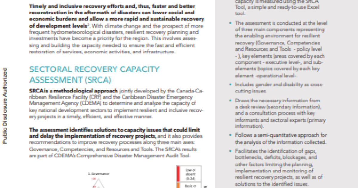 Sectoral Recovery Capacity Assessment : A Methodological Approach for ...