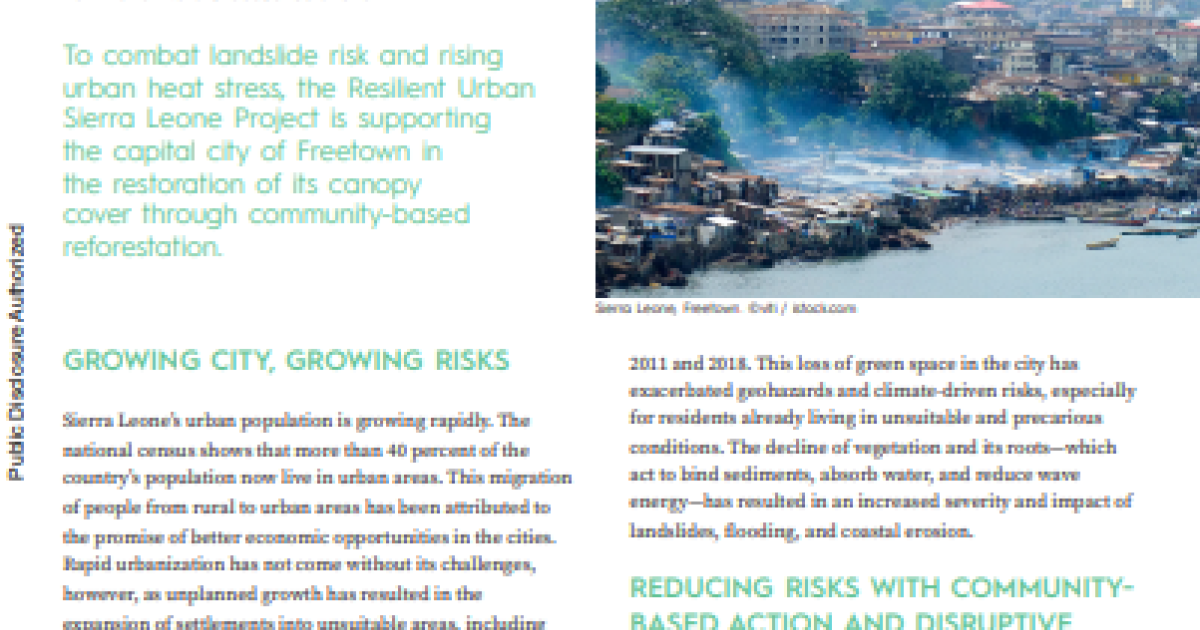 Toward a Resilient Urban Sierra Leone : Increasing Resilience Through ...