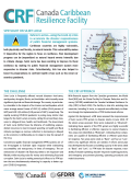 A turquoise "C", "R", and "F" comprise the Canada Caribbean Resilience facility logo. Next to the logo is a map of the island of Saint Lucia.